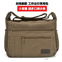 2021 new casual canvas bag mens shoulder bag shoulder bag simple horizontal large capacity Mens bag backpack cross bag