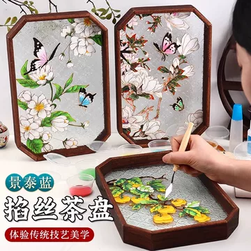 珐琅彩装饰画 手工珐琅彩装饰画轻奢简约入户玄关挂画高档客厅餐厅壁画富贵麋鹿