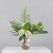 Modern minimalist simulation floral glass flower arrangement Decorative Sample Room Tea Table Living-room Light Lavish Dining Room Table Flower Green Planting Pendulum Pieces