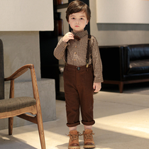 Boy shirt suit baby birthday back with pants male Pants suit host Spring and autumn children spend childrens gowns