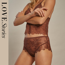 (SS22 new) Dutch LOVE STORIES Dark brown lace mid-rise panties L21122848842