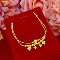 24k golden anklet gold foot decoration 999 foot gold anklet temperament double line love Bell anklet pure gold anklet