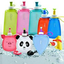 Silicone water bag outdoor students cute Korean water bag folding kettle drinking water practical portable heart silicone children