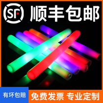 SF colorful fluorescent stick led electronic luminous sponge bar party concert custom logo flash