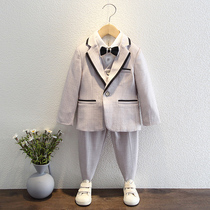 Boy suit suit suit dress autumn flower boy spring and autumn boy casual handsome host performance dress children suit