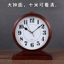 Large living room desk clock quartz clock imitation mahogany retro home TV cabinet wine cabinet ornaments desktop time clock