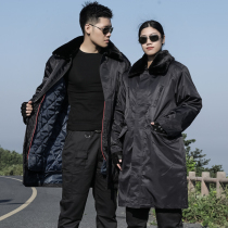 Shield groom winter black lengthened Northeast Army cotton camouflan Grand coat mens thickened Plateau ground handling security work Anti-cold clothing