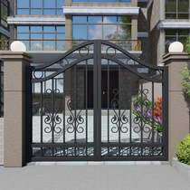 Wrought courtyard door into the European luxury villa courtyard double door outdoor fence yard open security door