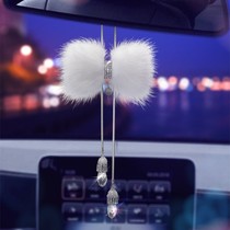 Suitable for Mercedes-Benz BMW Audi car pendant car high-end Lady mink hair bow Car Rearview mirror hanging decoration
