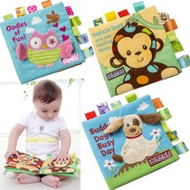 Baby tearing not rotten cloth book Animal embroidery label three-dimensional cloth book Baby puzzle toy book with BB