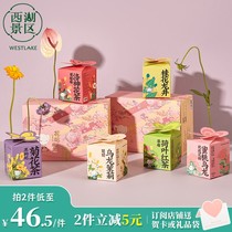 Hangzhou West Lake Scenic Area Flower Flower Tea Gift Box Fruit Tea Peach Oolong Jasmine Tea Accompanying Birthday Gift