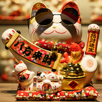Japanese shop opening gifts shaking hands lucky cat ornaments opening gifts Zhaicai shop large and small home living room beckoning