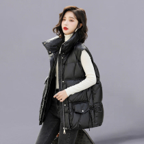 Duck clothing stand collar down vest female winter thickening 2021 new long loose down vest outside wear
