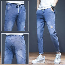 Jeans men autumn ins trendy slim small feet nine long pants Spring and Autumn style brand toe casual pants