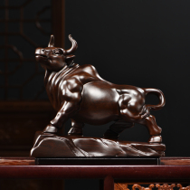 Wood Carving Pendulum Ox Solid Wood Cattle Office Wall Street Bull Gas Rushing Sky Animal Opening Gift Red Wood Decorative Arts