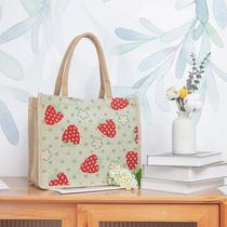 Lunch box handbag with rice pocket bento bag student office workers large-capacity fashion rice bag imitation linen big hand