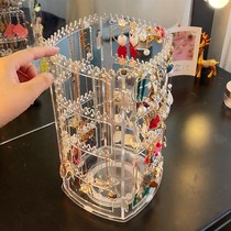Transparent rotating jewelry box storage Hairband earrings nail hand necklace sundries head rope box hairclip jewelry finishing rack