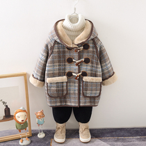 Childrens woolen jacket plus suede thickening of male and female children 2021 new foreign air childrens long section Han version in the coat of clothes
