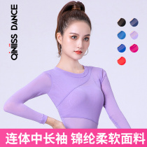 New Latin dance outfit blouses female adult jump national jumpsuit Dancing Conjoined Dancing Dress Professional Body Practice