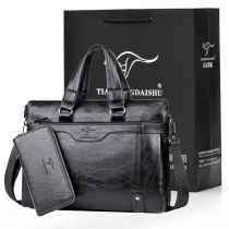 Sky Hong Kangkangaroo Genuine Leather Mens Bag 2021 New Wave Briefcase Business Mens Handbag Cow Leather Commuter Computer Bag