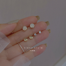 Geometric square zircon rhinestone earrings set womens simple small and cold style 2023 new explosion ear jewelry
