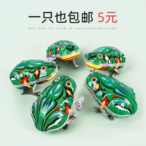 Baby chain frog iron hair spring bar toy after 8090 classic nostalgic upper string jumping frog animal bouncing children