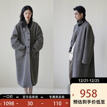 ULD 2021 New wool long double-sided lapel loose profile check coat for men and women