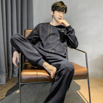 Pajamas mens spring and autumn season cotton long sleeves autumn winter four seasons new teen home wear set can be worn outside