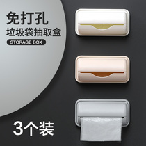 Kitchen plastic bag storage box for artifact extraction garbage bag storage box wall-mounted rectangular storage box
