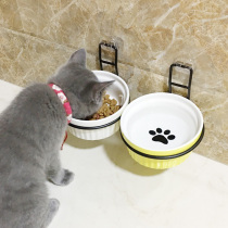 Suspended Cat Bowl Fixed Eating Basin Hanging Wall Fixed Rack Dog Cat Ceramic Dog Basin Bowl anti-overturning basin Pet Bowl Dog Bowl