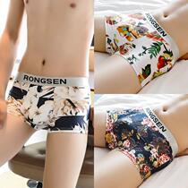 Printed Youth Mens Underwear Cotton Briefs Mens Four Corners Pants Trendy Personality Riot Cotton Boys Underpants Headpants