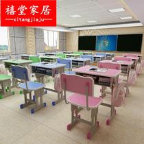 Blue learning table classroom table first grade primary school desks and chairs set for family Primary School students teaching table stools