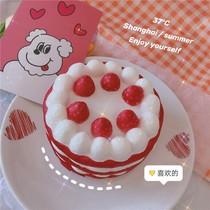 Cake toys slow rebound pinch soft simulation cake model strawberry dessert table decoration food vent tricky
