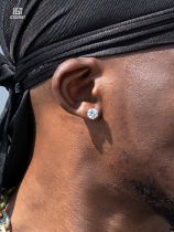 Impaired glucose tolerance (iGT) S925 sterling silver earrings D color mo sang shi drill European and American hip-hop diamond 1 karat men hip-hop earrings