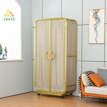 Environmentally friendly iron modern simple wardrobe strong and durable installation-free household bedroom small type hanging storage wardrobe