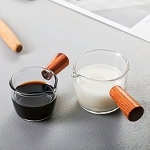 Wooden handle small Milk Cup glass cup with handle milk jug creative sauce dish dipping espresso coffee appliance