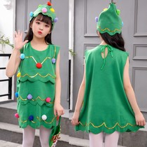 Christmas Children Clothing Non-woven Fabric Baby Kindergarten Event Performance Out of Santa Claus Green Fairy Costume