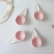 Ceramic spoon pet cute pink ice cream small macaroon color cute pet hamster golden bear slight flaw spoon