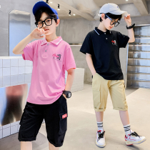 Boy suit Xia style 2022 new ocean gas casual POLO shirt Two sets 13 CUHK Scout red tides Scouts