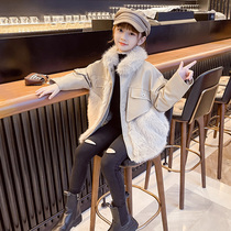 Balabala girl leather jacket plus velvet thick fur