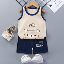 Naughty Play Children Vest Summer Pure Cotton Boy Girl Shorts Clothes Full Cotton Baby Vest Suit Children Clothing