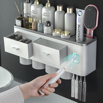 Toothbrush Shelf Free Toiletries Mouthwash Cup Suit Dental toilet dental cylinder rack wall-mounted toothbrushing cup hanging wall style