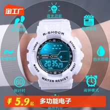 Часы для мальчиков и девочек INS Корейская версия Краткие черные технологии WEB Красный спорт Многофункциональные электронные водонепроницаемые часы