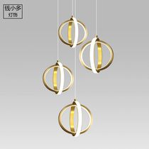 Nordic simple chandelier art all copper restaurant bedroom LED lamp creative bar bedside single head personalized lamp