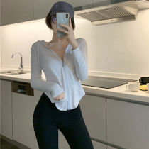 Sport suit womens fall tight jacket yoga pants speed dry high waist Tipped bottom long pants fitness for two sets