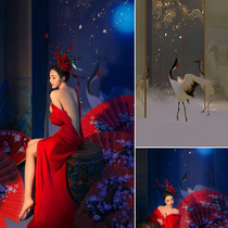 Crane ancient style decoration photo background cloth props photo studio classical shooting background cloth theme wedding photography curtain seamless screen meticulous painting family picture childrens costume retro