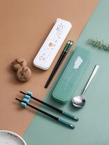 Student tableware dedicated to elementary school students boys suit one person with three sets of portable boxed chopsticks spoon fast