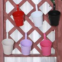 Balcony Hanging Flower Bucket Sheet Iron Hanging Bucket Flower Pot Hanging Sheet Metal Flower Barrel Field Wind Hook Vase Flower Barrel Hanging Basin Hanging Bucket