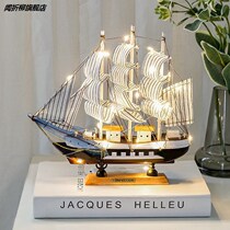 Sailing Model Pendulum with lamp Wooden Craft Boat One Sail Smooth Male Graduates Day Gift Woman Living Room Adornment