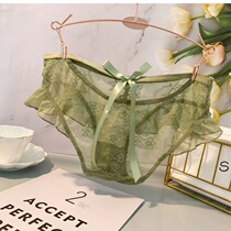 Lace Fly Side Lady Bag Hip Knickers Butterfly Knot Hollowed-out Sexy Mid Low Waist Triangle Pants Style Romantic Underwear